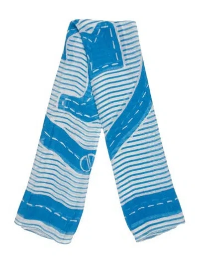 Pre-owned Tory Burch Striped Scarf In Blue