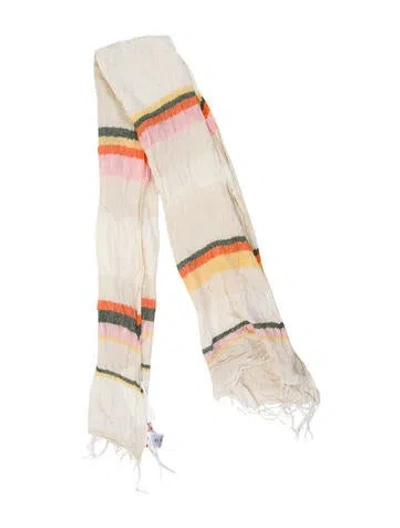 Pre-owned Tory Burch Striped Scarf In Neutral
