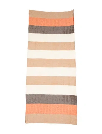 Pre-owned Tory Burch Striped Scarf In Neutrals