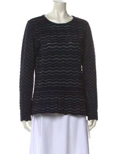 Pre-owned Tory Burch Striped Scoop Neck Sweater