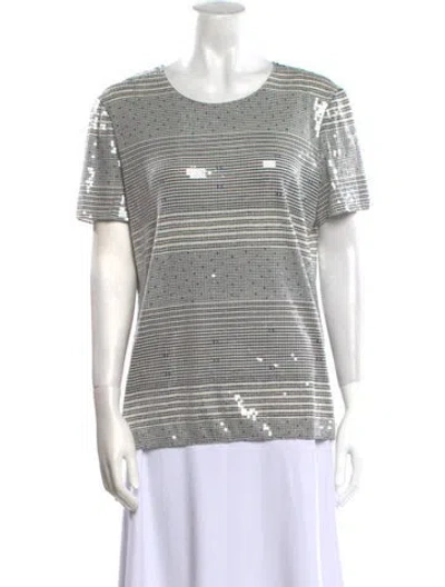 Pre-owned Tory Burch Striped Scoop Neck T-shirt In Blue