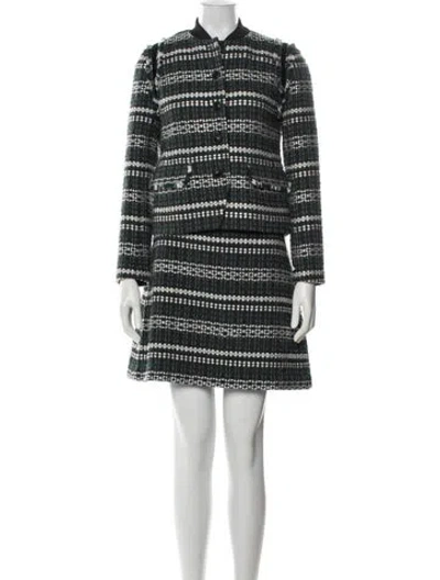 Pre-owned Tory Burch Striped Sequin Embellishments Dress Set In Green
