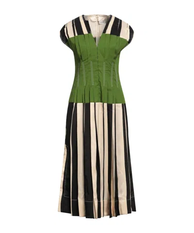Tory Burch Striped Short Sleeve Dress In Multi