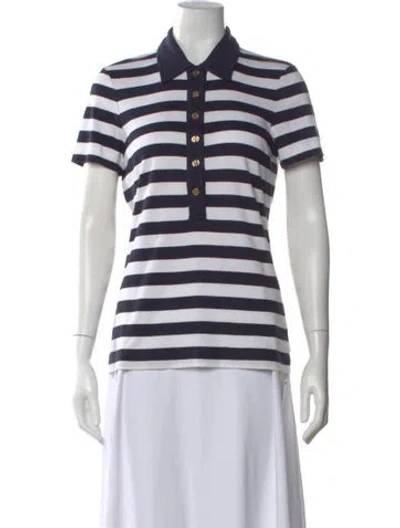 Pre-owned Tory Burch Striped Short Sleeve Polo In Multi