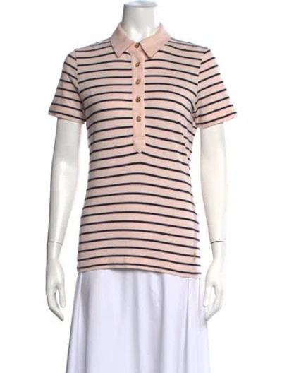 Pre-owned Tory Burch Striped Short Sleeve Polo In Multicolor