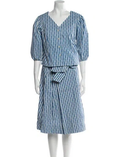 Pre-owned Tory Burch Striped Skirt Suit W/ Tags In Multi
