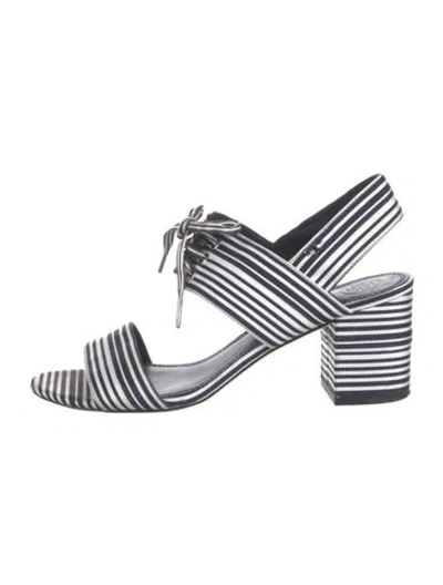 Pre-owned Tory Burch Striped Slingback Sandals In Multi