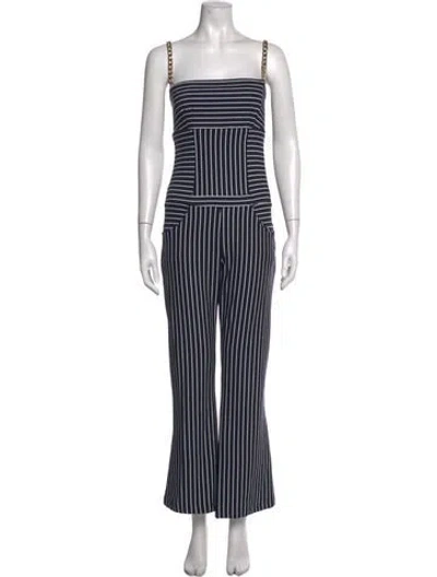 Pre-owned Tory Burch Striped Square Neckline Jumpsuit In Blue