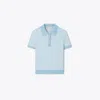 TORY BURCH STRIPED STITCH COTTON POLO