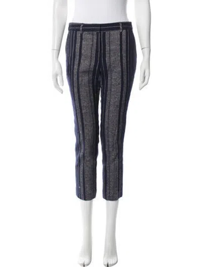 Pre-owned Tory Burch Striped Straight Leg Pants In Blue