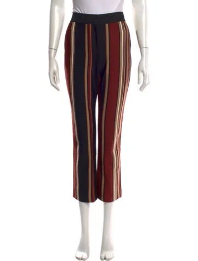 Pre-owned Tory Burch Striped Straight Leg Pants In Brown