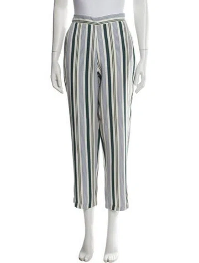 Pre-owned Tory Burch Striped Straight Leg Pants In Green