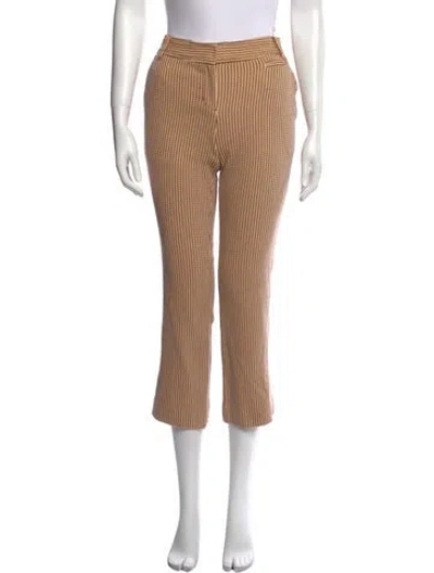 Pre-owned Tory Burch Striped Straight Leg Pants In Neutral