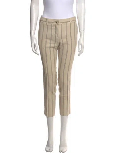 Pre-owned Tory Burch Striped Straight Leg Pants In Neutral
