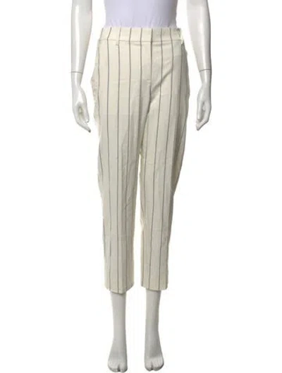 Pre-owned Tory Burch Striped Straight Leg Pants In Neutral