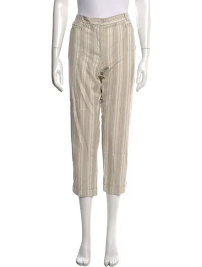 Pre-owned Tory Burch Striped Straight Leg Pants In Neutrals