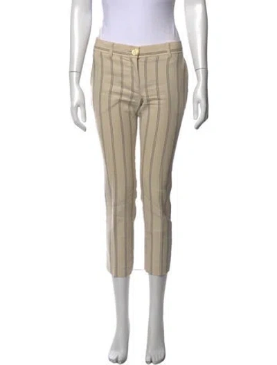 Pre-owned Tory Burch Striped Straight Leg Pants In Neutrals