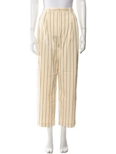 Pre-owned Tory Burch Striped Straight Leg Pants In Neutrals