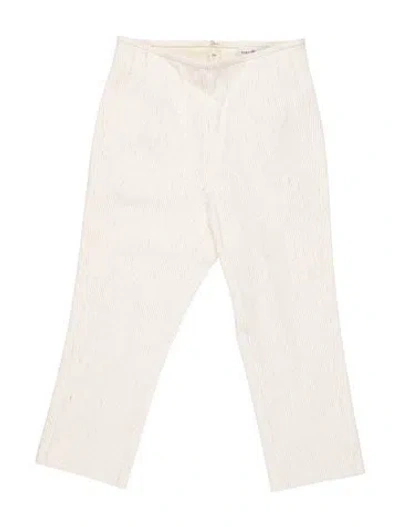 Pre-owned Tory Burch Striped Straight Leg Pants In White