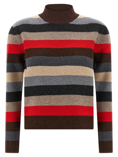 Tory Burch Striped Sweater In Animal Print