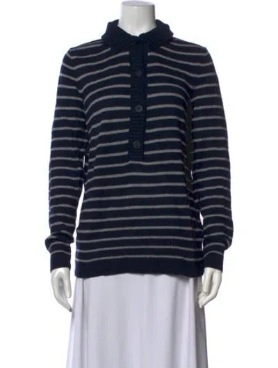 Pre-owned Tory Burch Striped Sweater In Blue/silver