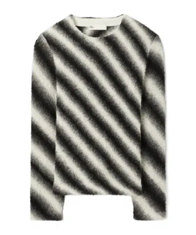 Tory Burch Striped Sweater In Ivory / Black
