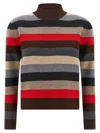 Tory Burch Long Sleeve Sweater Striped Pattern Collar In Multi