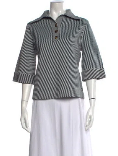 Pre-owned Tory Burch Striped Sweater In White