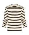 Tory Burch Scrunched-sleeve Striped T-shirt In White