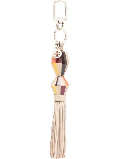 Tory Burch Striped Tassel Keyring In Multi