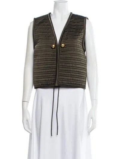 Pre-owned Tory Burch Striped Vest In Green