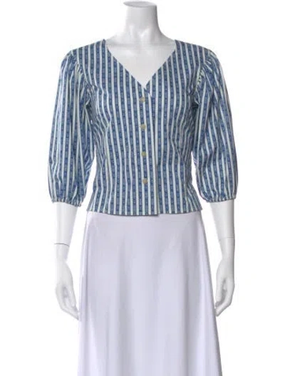 Pre-owned Tory Burch Striped V-neck Blouse