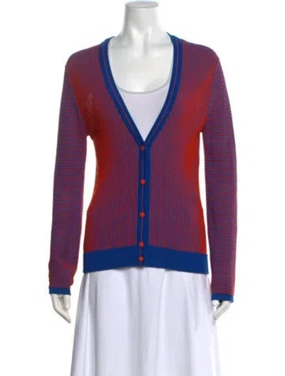 Pre-owned Tory Burch Striped V-neck Sweater In Multi