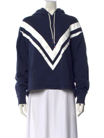 Pre-owned Tory Burch Striped V-neck Sweatshirt In Blue