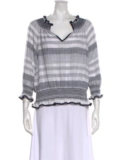 Pre-owned Tory Burch Striped V-neck Sweatshirt In Multi