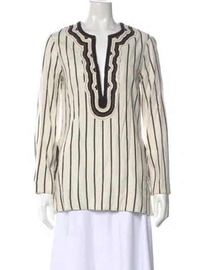 Pre-owned Tory Burch Striped V-neck Tunic