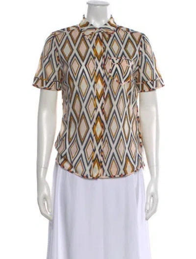 Pre-owned Tory Burch Striped V-neck Tunic In Pink