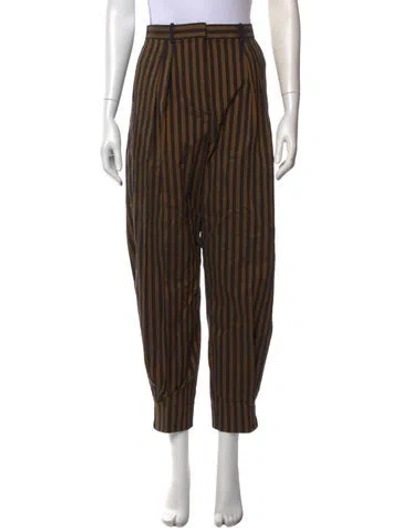 Pre-owned Tory Burch Striped Wide Leg Pants In Brown