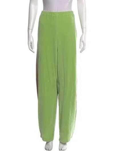 Pre-owned Tory Burch Striped Wide Leg Pants In Green