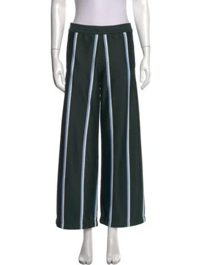 Pre-owned Tory Burch Striped Wide Leg Pants In Green