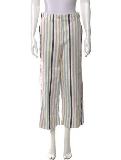 Pre-owned Tory Burch Striped Wide Leg Pants In Neutral