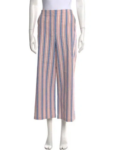 Pre-owned Tory Burch Striped Wide Leg Pants In Neutral