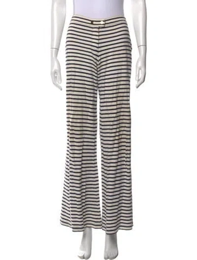 Pre-owned Tory Burch Striped Wide Leg Pants In Neutrals