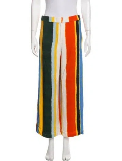 Pre-owned Tory Burch Striped Wide Leg Pants In Neutrals