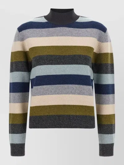 Tory Burch Striped Wool Jumper In Animal Print