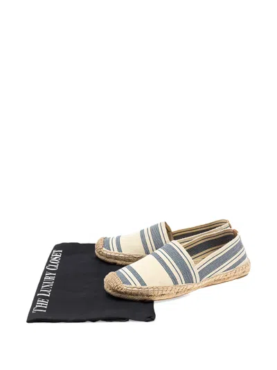 Pre-owned Tory Burch Striped-pattern Espadrilles Loafers In White