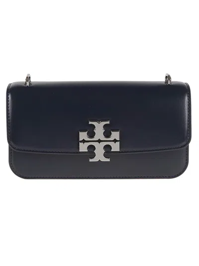 Tory Burch Structured Black Leather Eleanor Shoulder Bag In Blue
