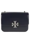 Tory Burch Structured Black Leather Shoulder Bag With Flap Closure