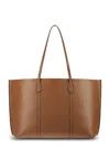 Tory Burch Structured Brown Leather Tote With Refined Details In Brown