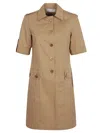 Tory Burch Structured Cotton Dress With Button-down Front In Brown